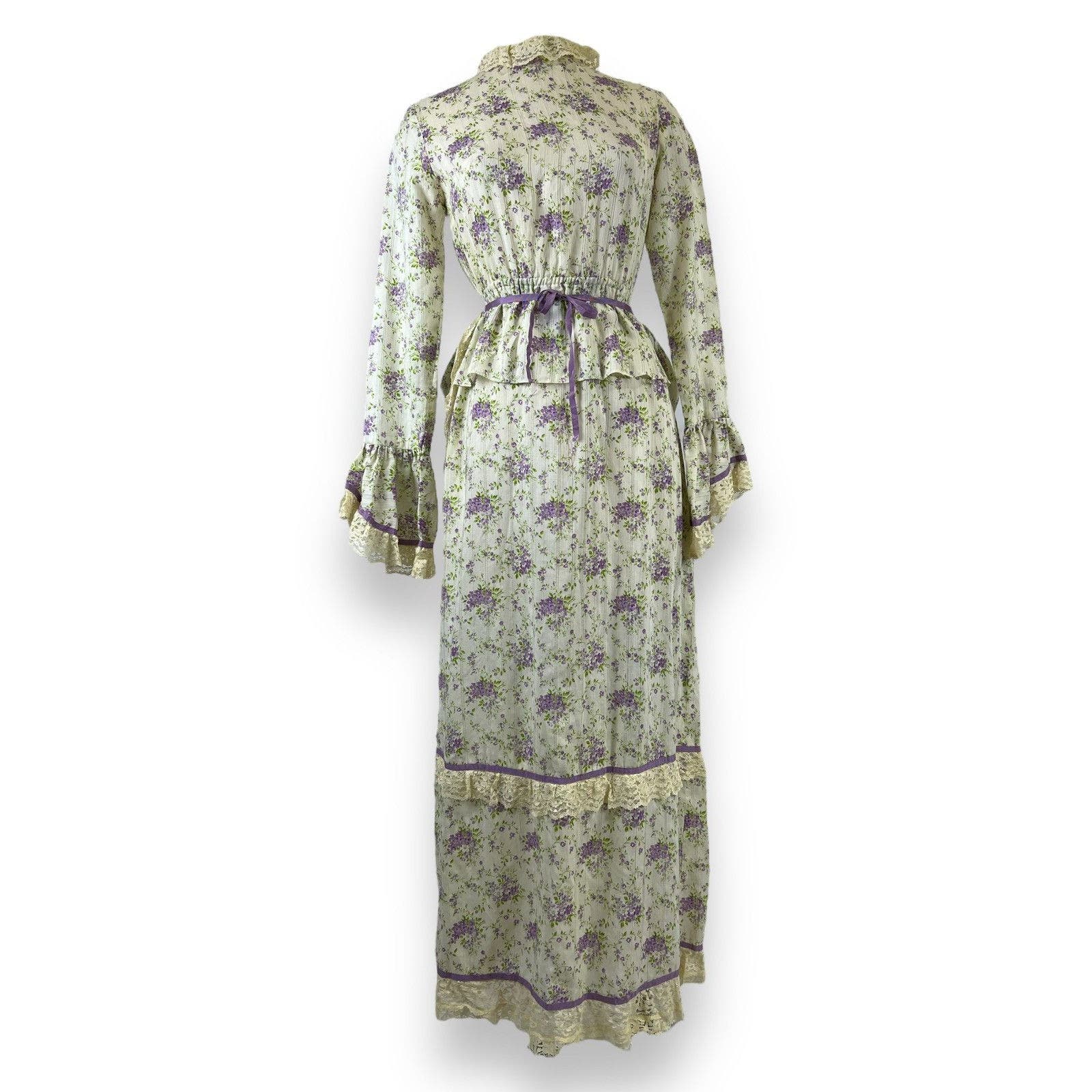 Rare Vintage 1970s Gunne Sax Floral Bustle Prairie Dress